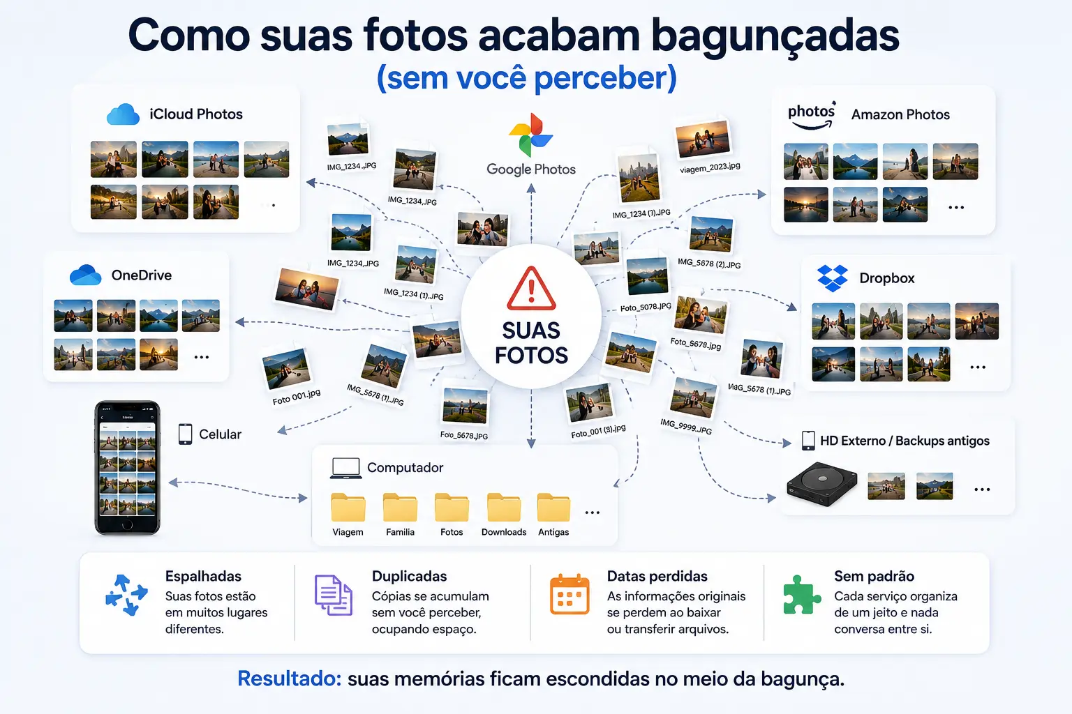 Suas memórias finalmente organizadas – biblioteca de fotos por ano e mês no computador