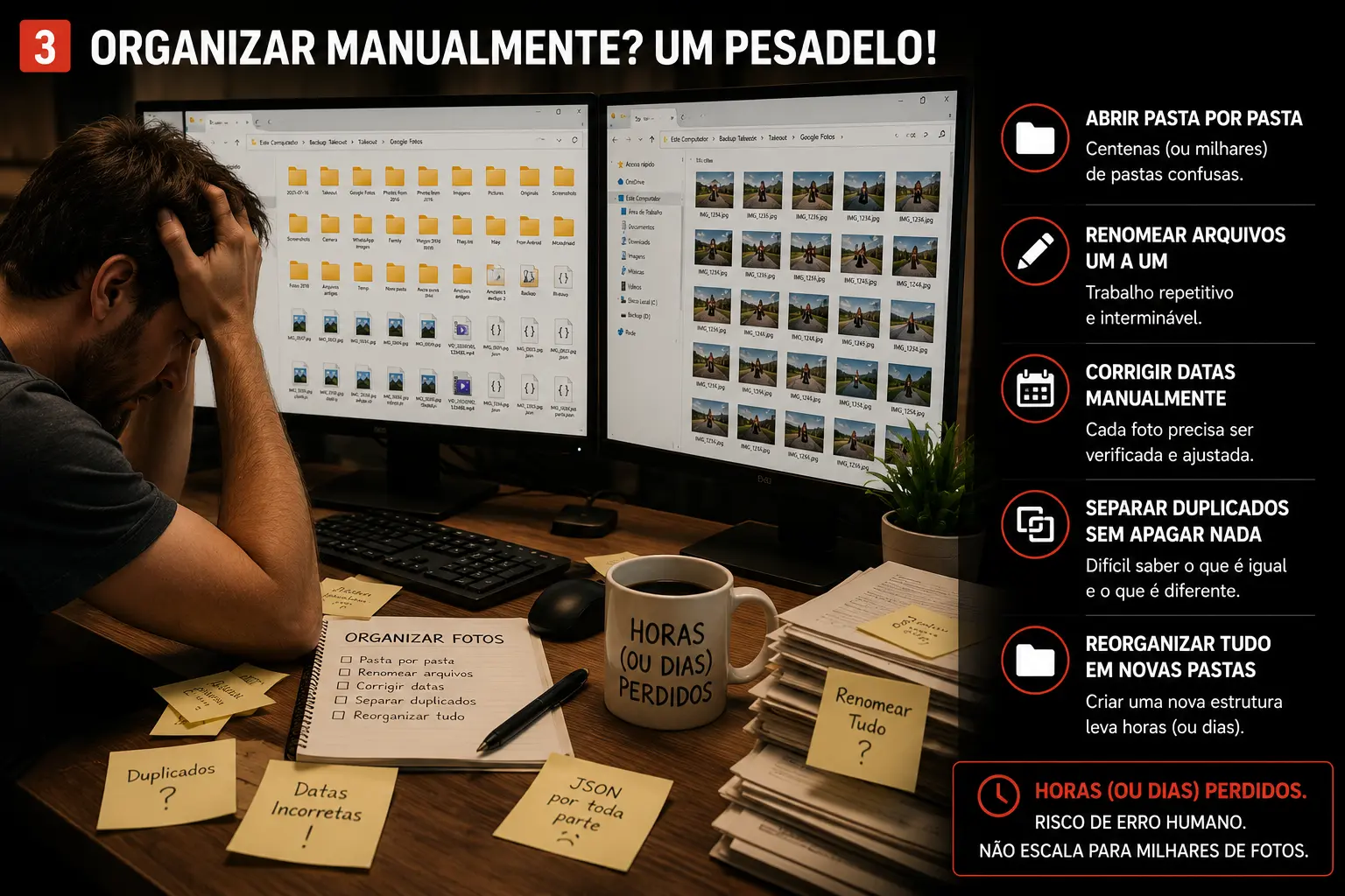Organização automática de fotos no computador – antes e depois do Google Takeout